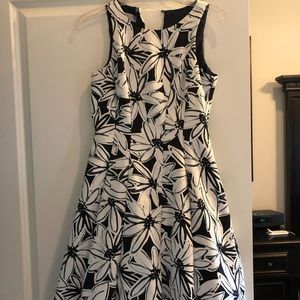 Blue & white fit and flare dress